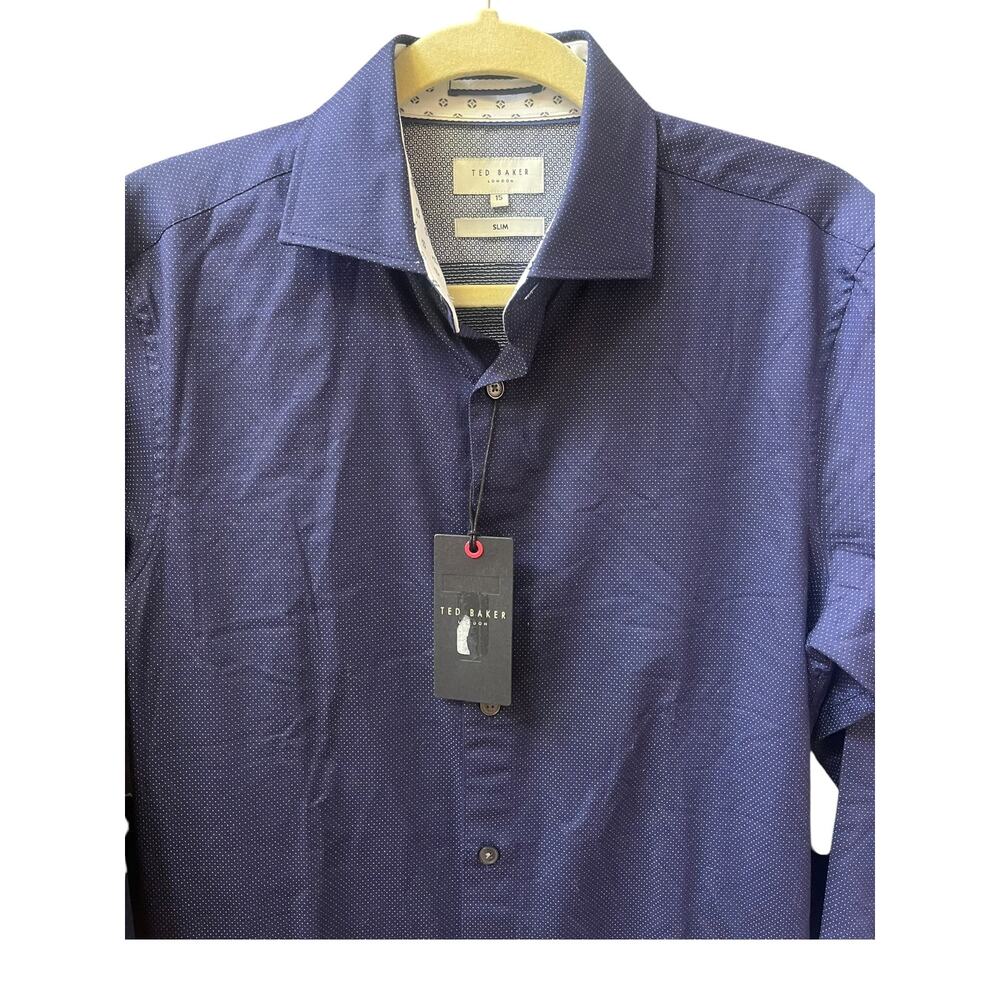 Ted Baker *Mayyer* Formal Stretch Dot Dress Shirt | Mens 15 32/33 Slim Fit - Picture 1 of 12